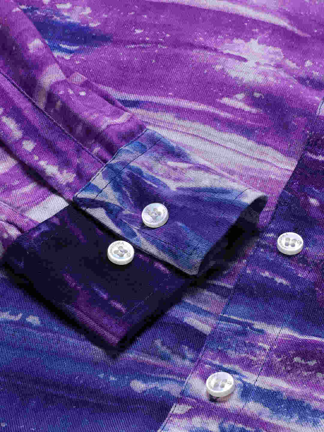 Premium Purple & Blue Tie Dye Slim Fit Rayon Shirt