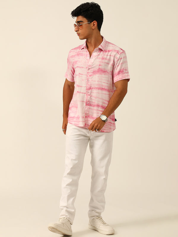 Pastel Tie Dye Slim Fit Unisex Rayon Shirt