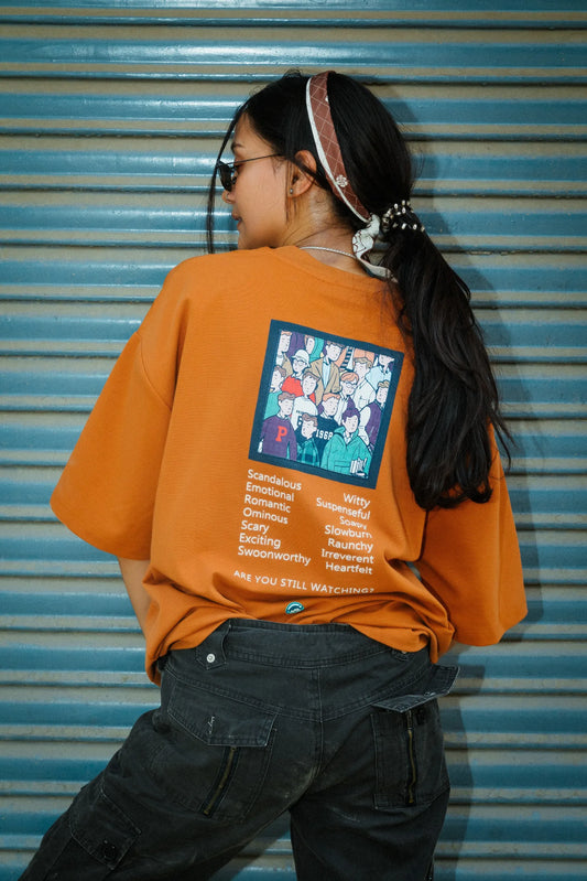 Women Oversized Cotton T-Shirt with Full Back Graphic Print