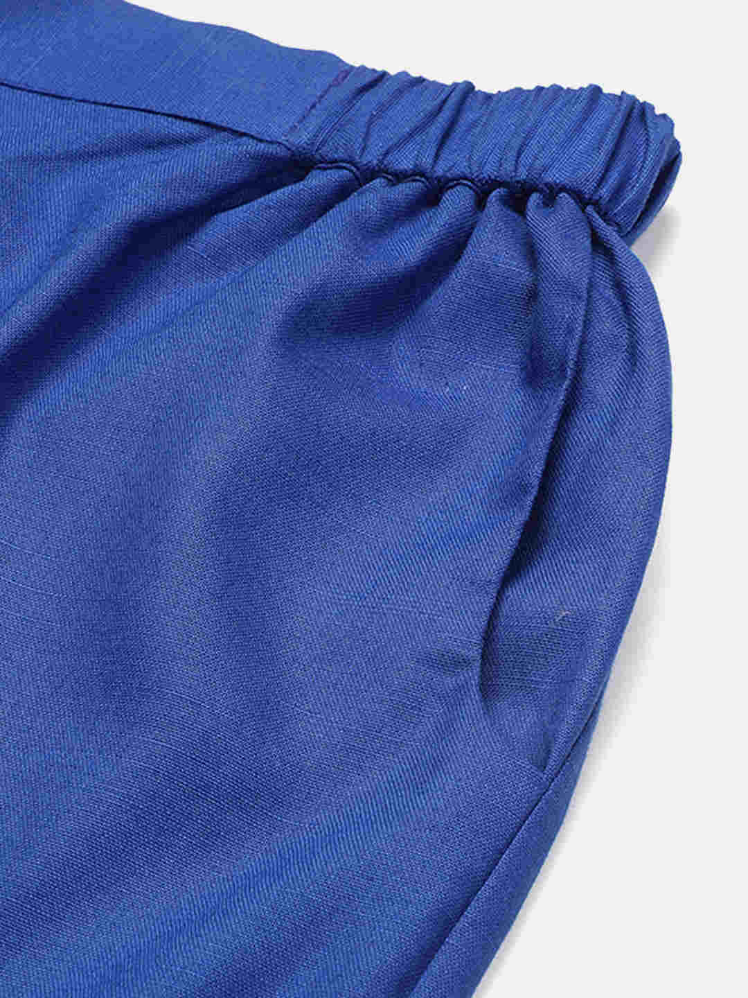 Premium Blue Cotton Linen Crop Shirt & Trouser Slim Fit Co-ord Set