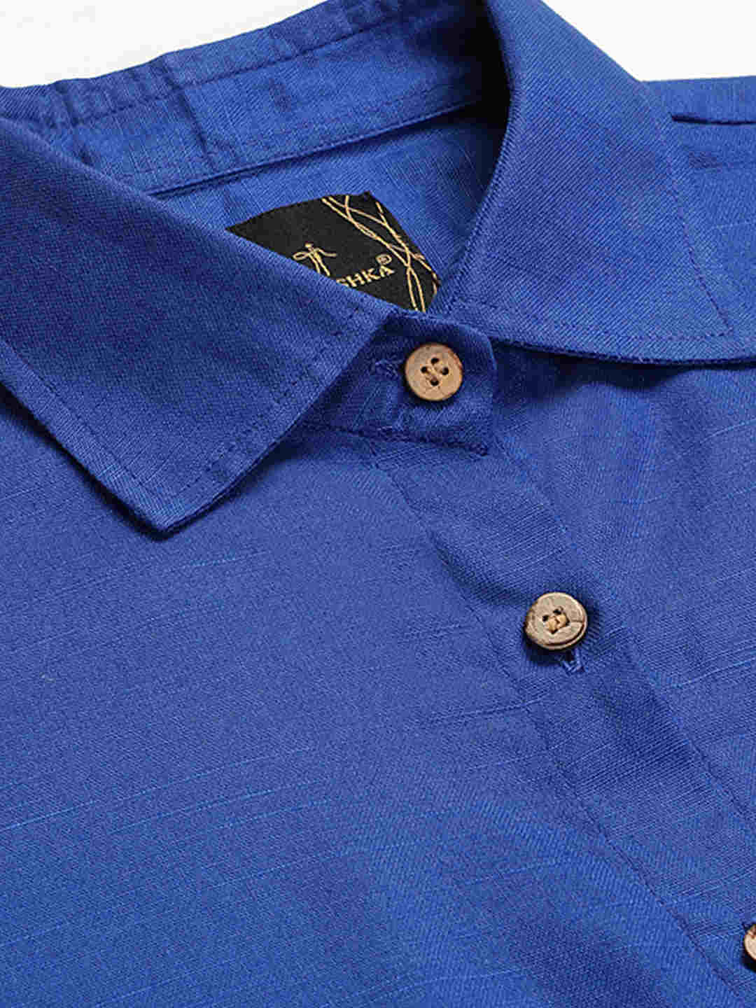 Premium Blue Cotton Linen Crop Shirt & Trouser Slim Fit Co-ord Set