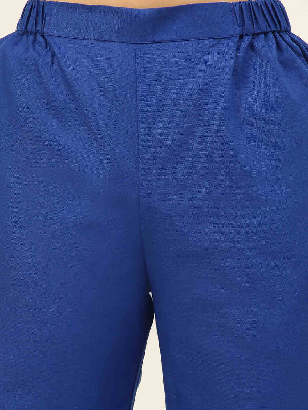 Premium Blue Cotton Linen Crop Shirt & Trouser Slim Fit Co-ord Set