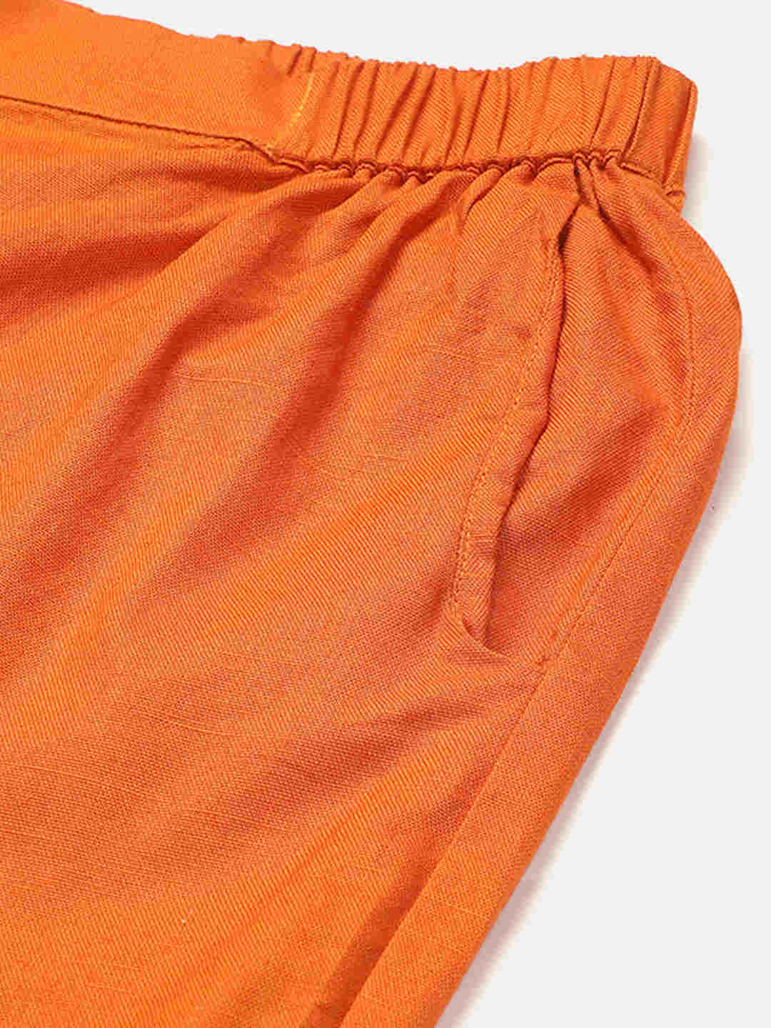 Premium Rust Cotton Linen Crop Shirt & Trouser Slim Fit Co-ord Set