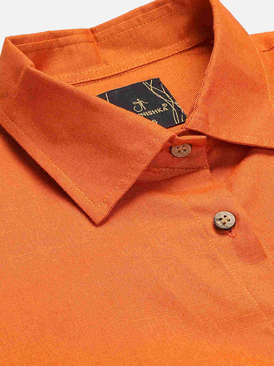 Premium Rust Cotton Linen Crop Shirt & Trouser Slim Fit Co-ord Set