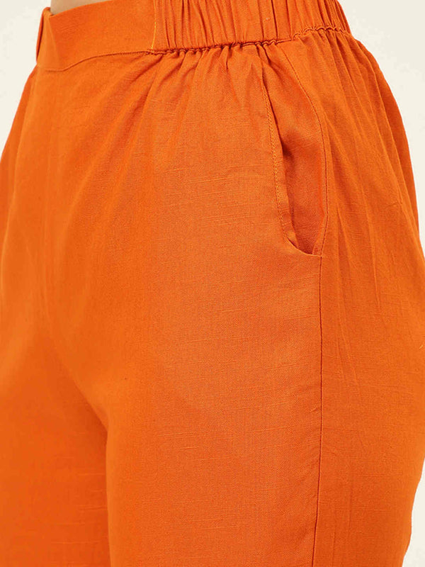 Cotton Linen Crop Shirt & Trouser Slim Fit Co-ord Set (Red)