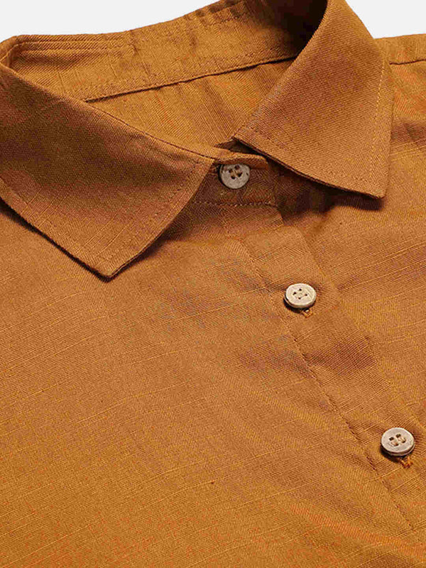 Cotton Linen Crop Shirt & Trouser Slim Fit Co-ord Set (Red)