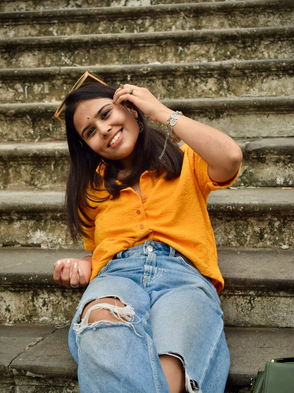 Chikankari Embroidered Women Crop Shirt