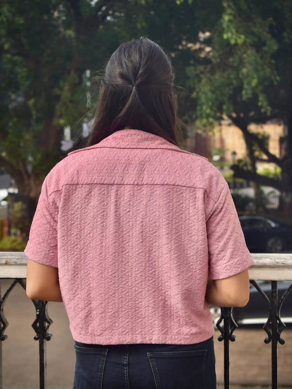 Chikankari Embroidered Women Crop Shirt