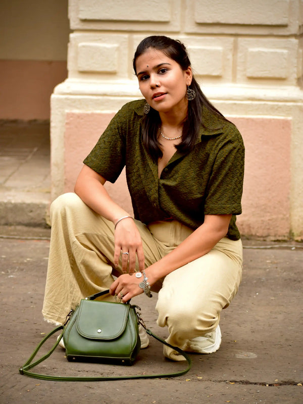 Chikankari Embroidered Women Crop Shirt
