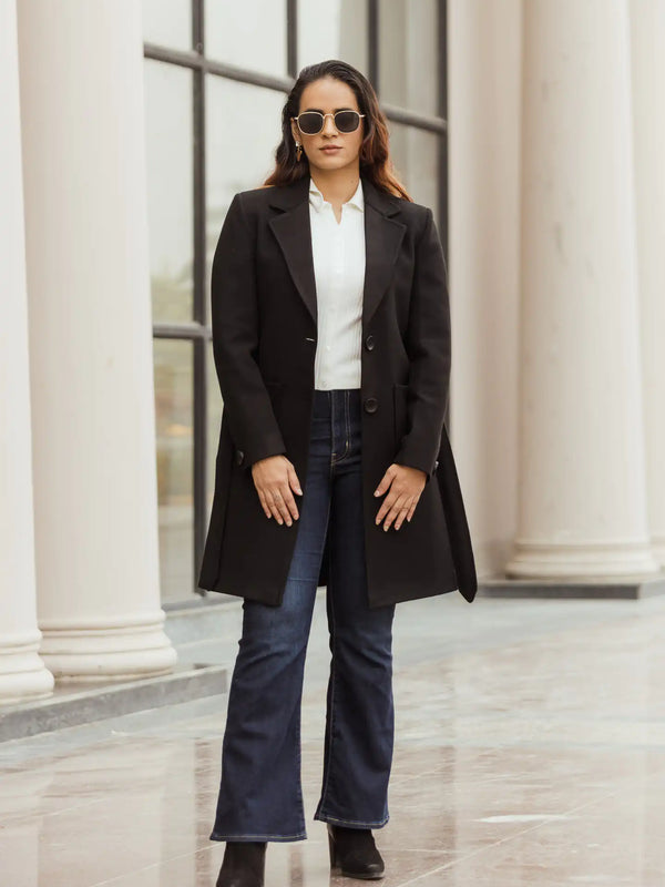 Women Long Coat with Belt