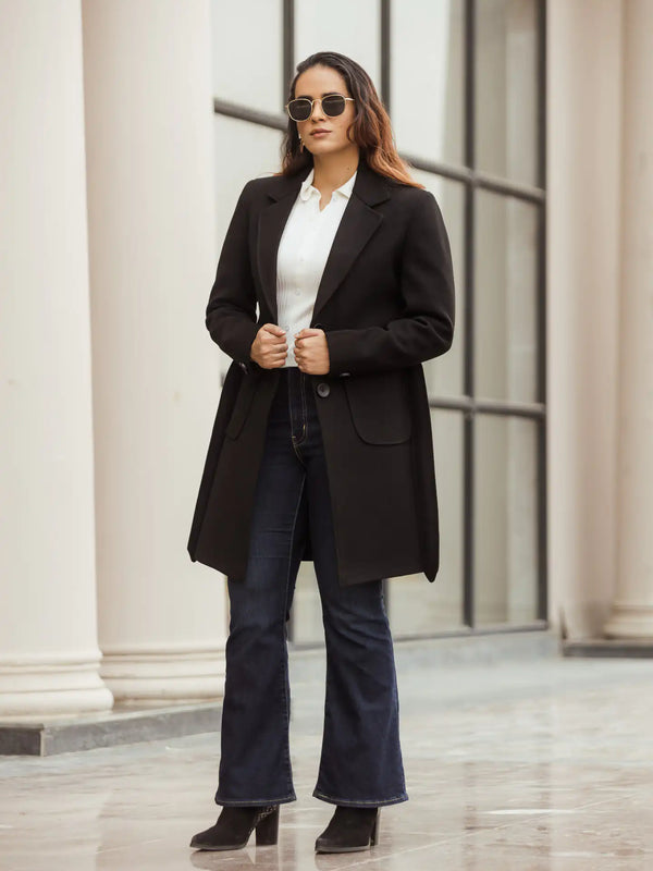 Women Long Coat with Belt