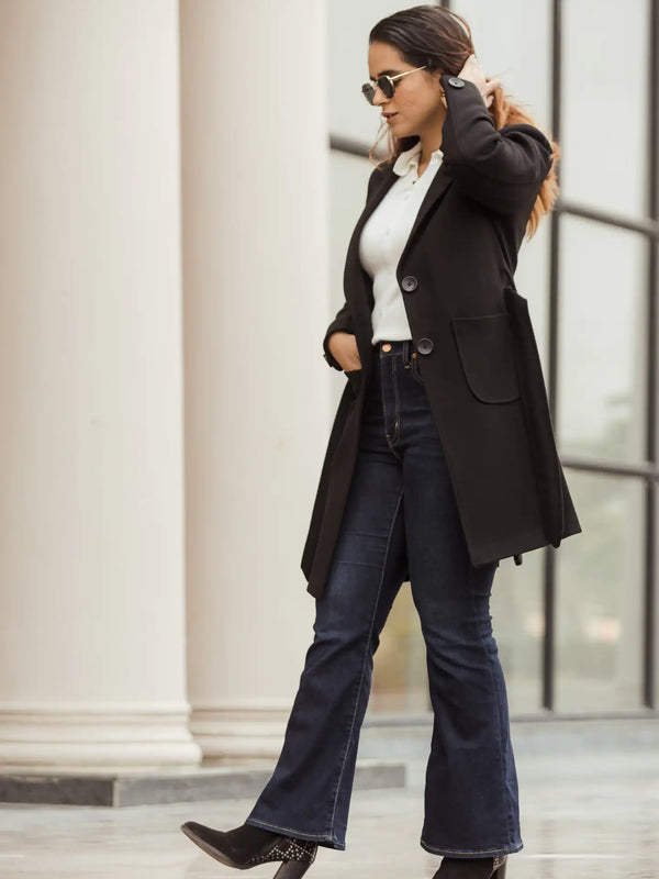 Women Long Coat with Belt