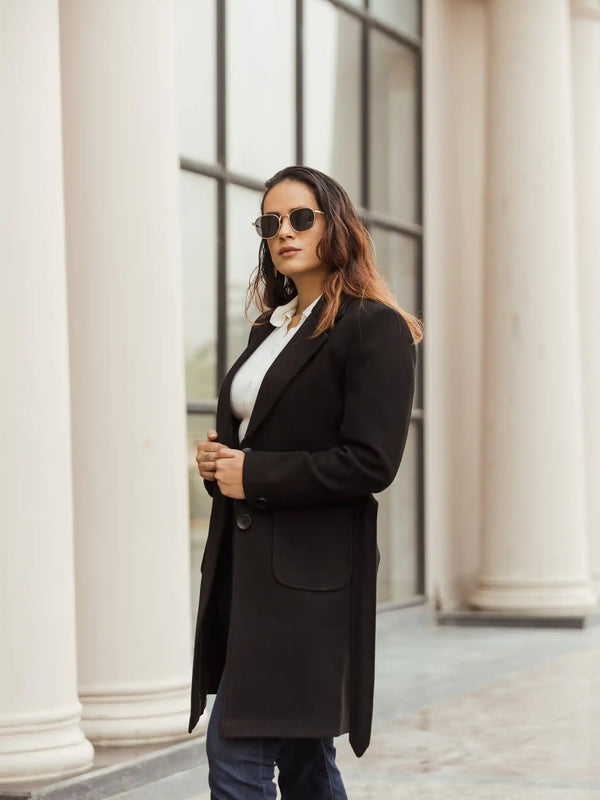 Women Long Coat with Belt