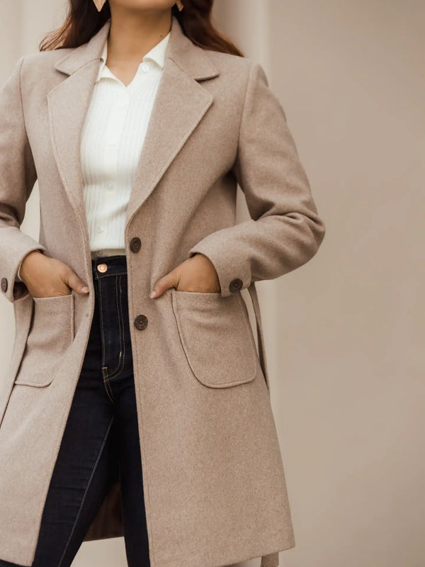 Women Long Coat with Belt
