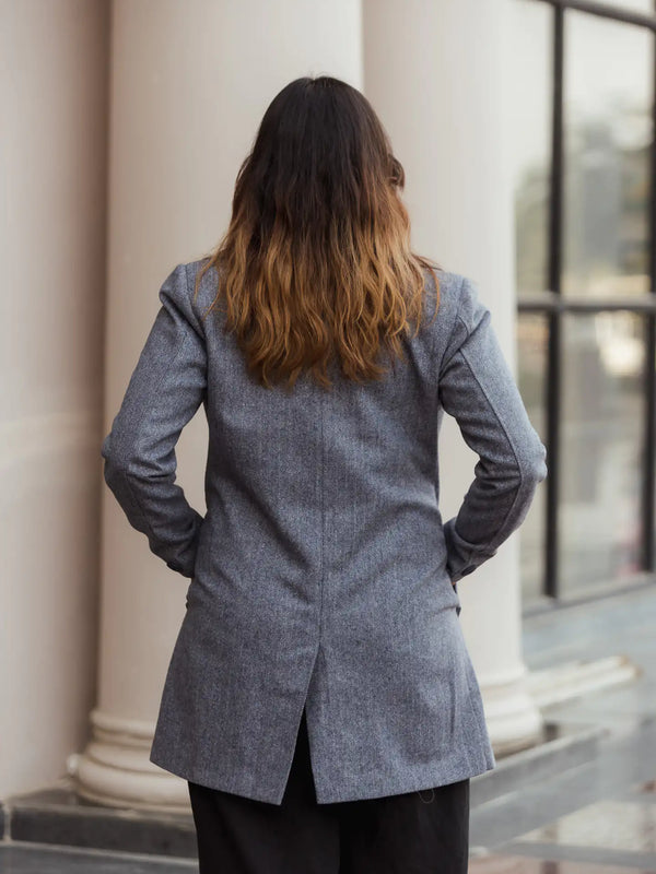 Women Double Breasted Long Over Coat