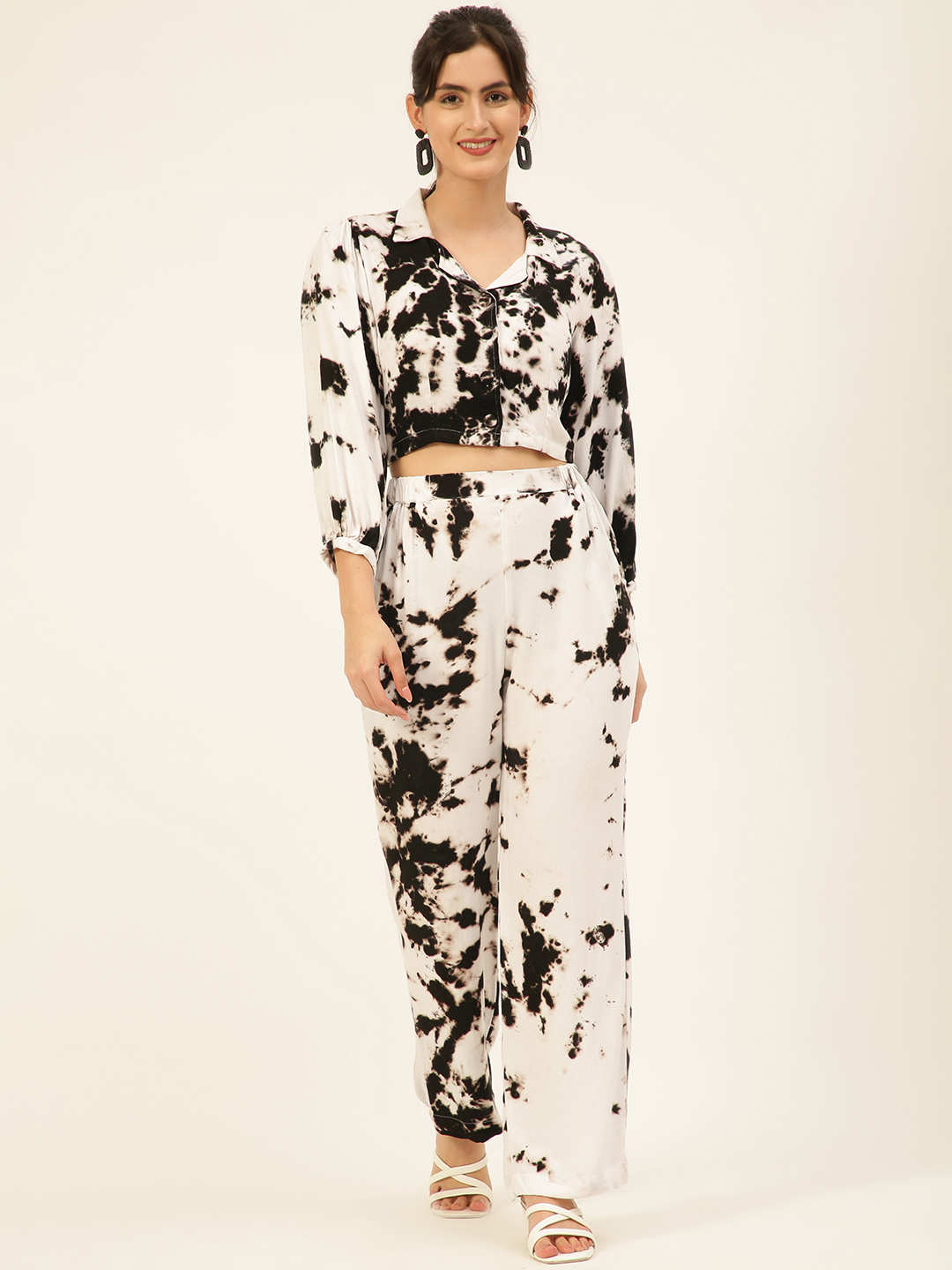 Sustainable Crop Top & Trouser Pashmina Rayon Designer Tie Dye Co-ord Set