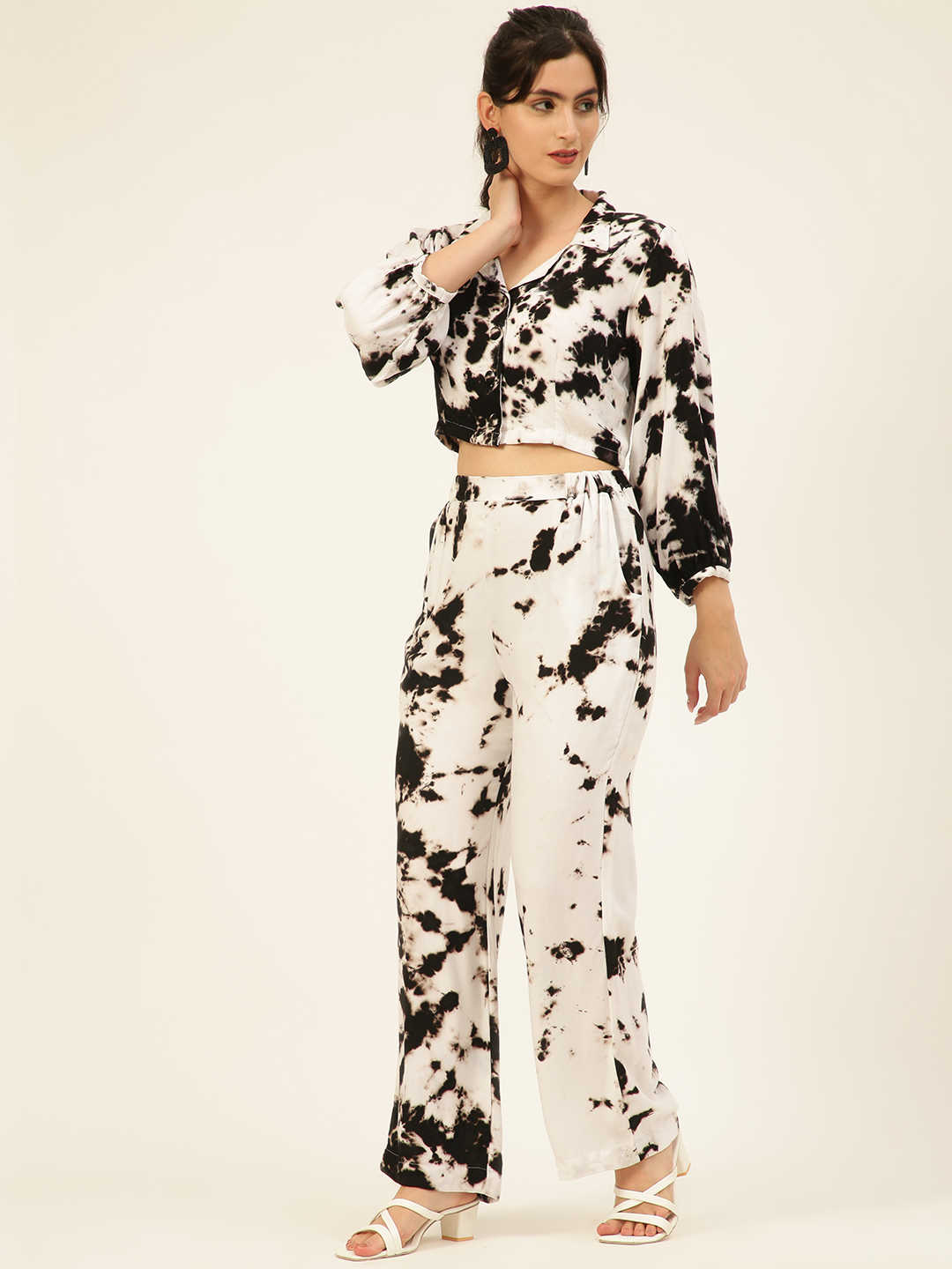 Sustainable Crop Top & Trouser Pashmina Rayon Designer Tie Dye Co-ord Set