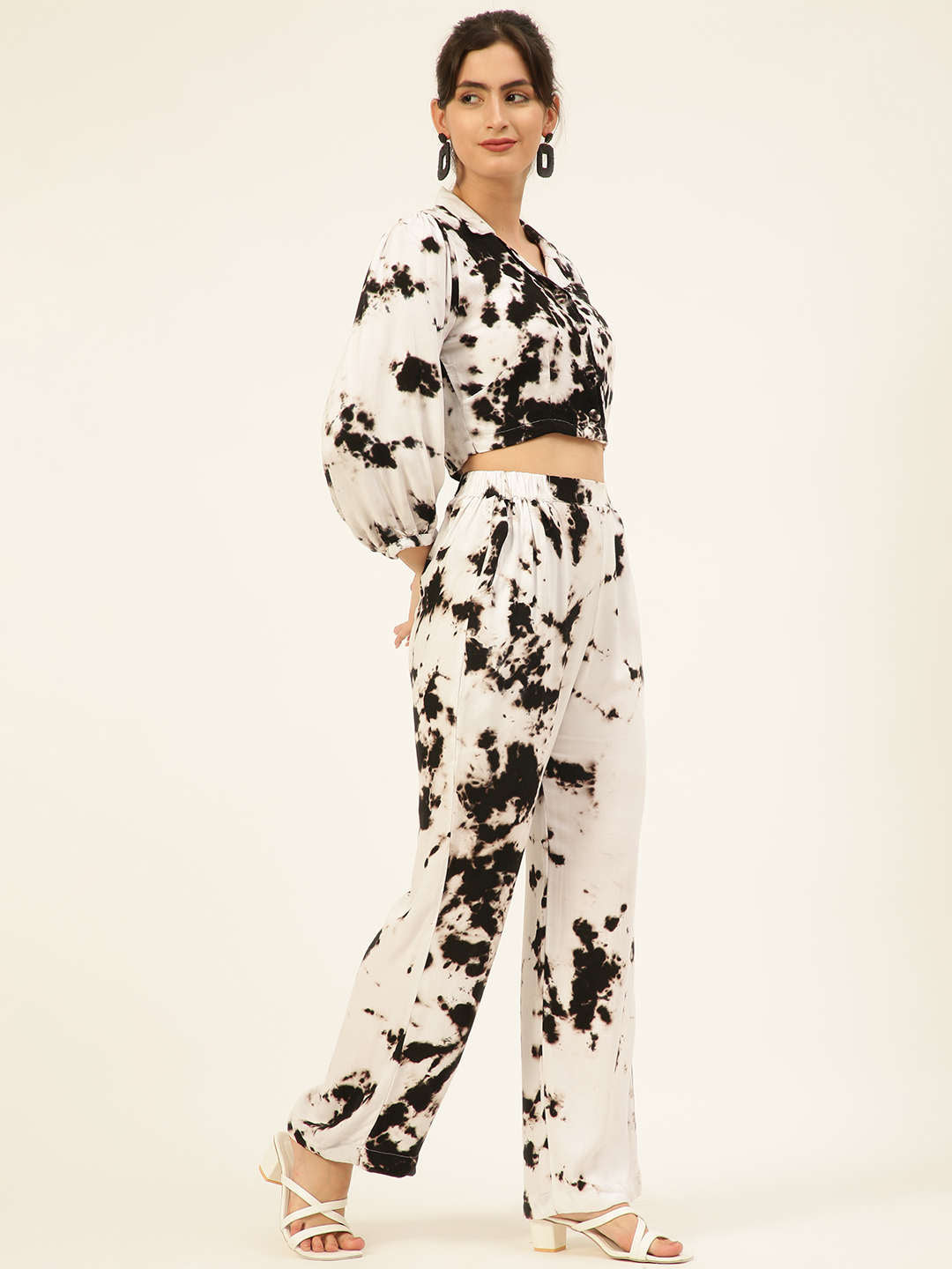 Sustainable Crop Top & Trouser Pashmina Rayon Designer Tie Dye Co-ord Set