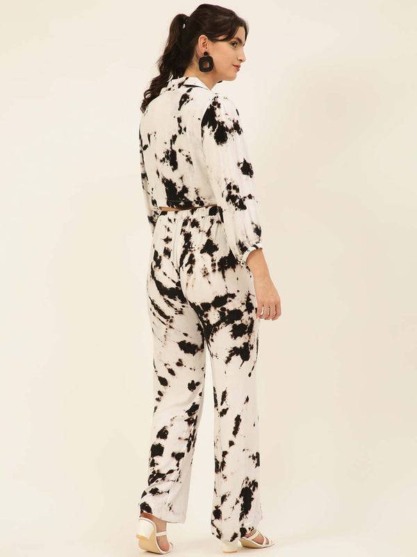 Sustainable Crop Top & Trouser Pashmina Rayon Designer Tie Dye Co-ord Set