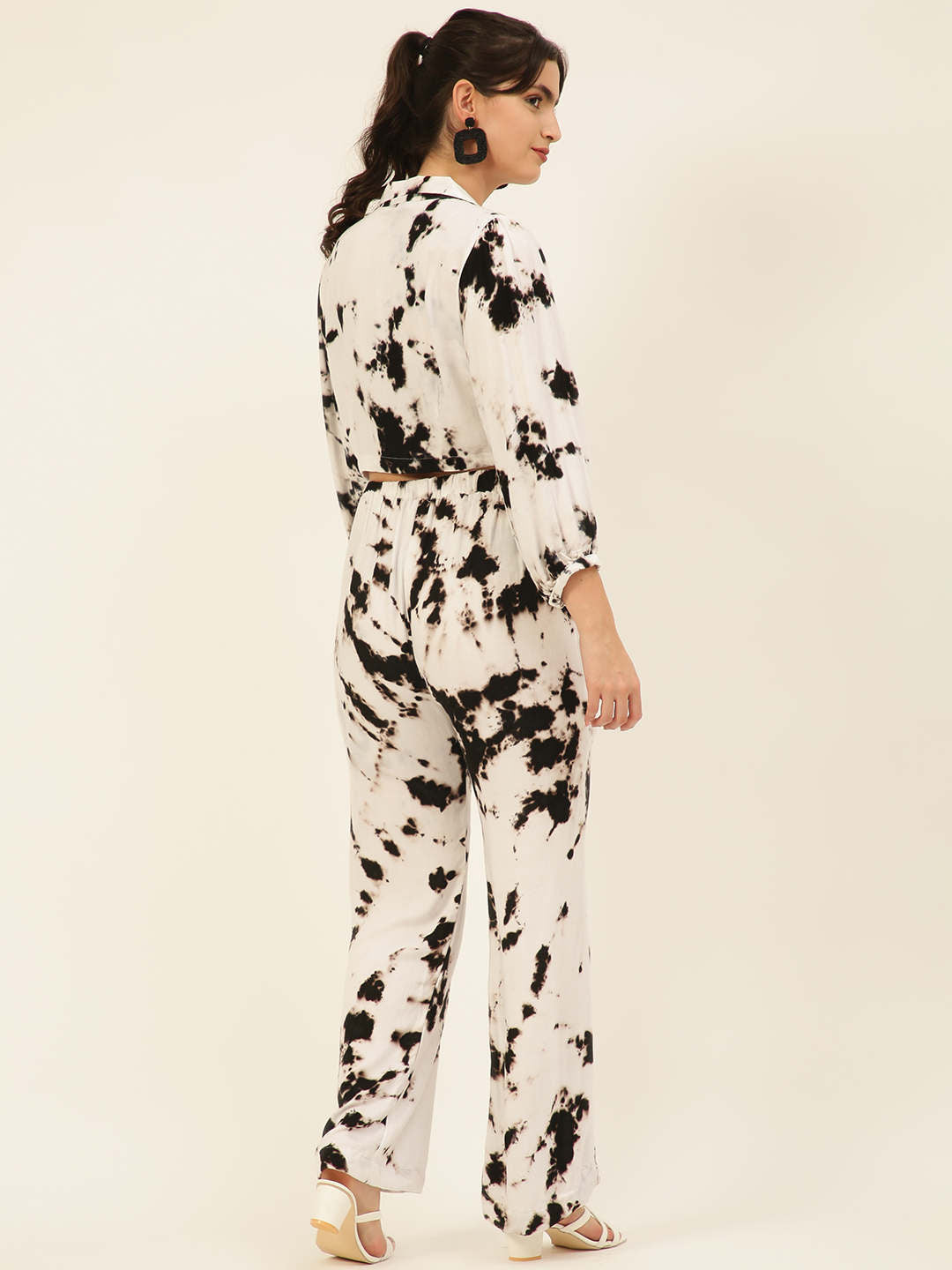 Sustainable Crop Top & Trouser Pashmina Rayon Designer Tie Dye Co-ord Set