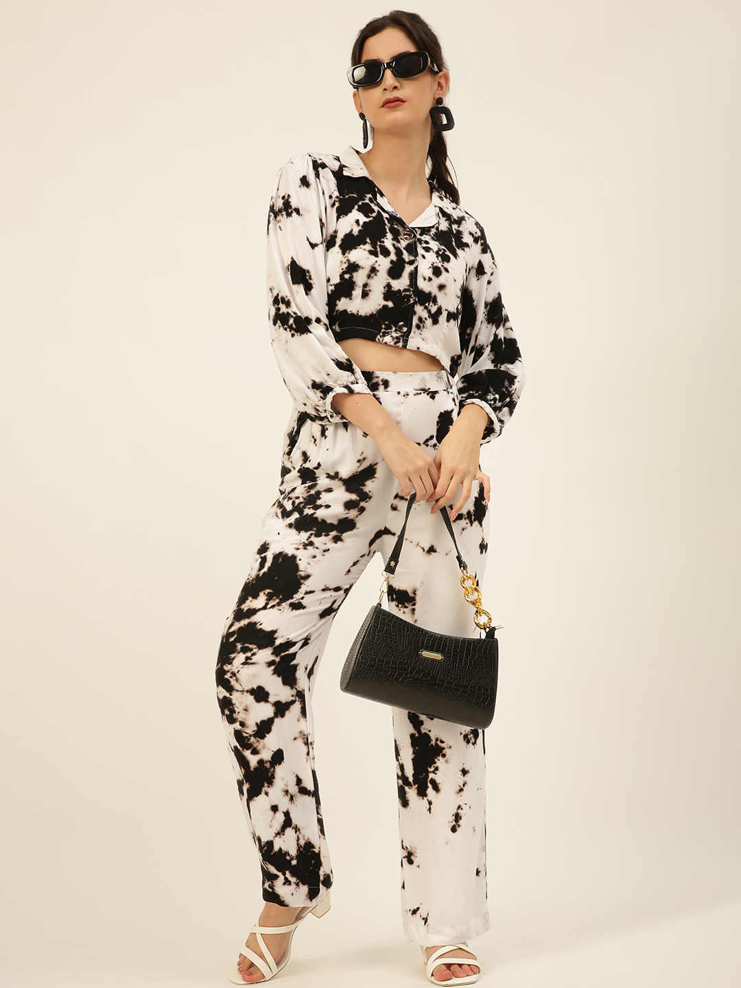 Sustainable Crop Top & Trouser Pashmina Rayon Designer Tie Dye Co-ord Set