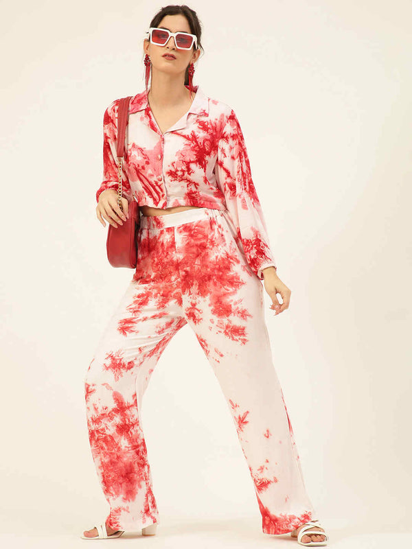 Sustainable Crop Top & Trouser Pashmina Rayon Designer Tie Dye Co-ord Set