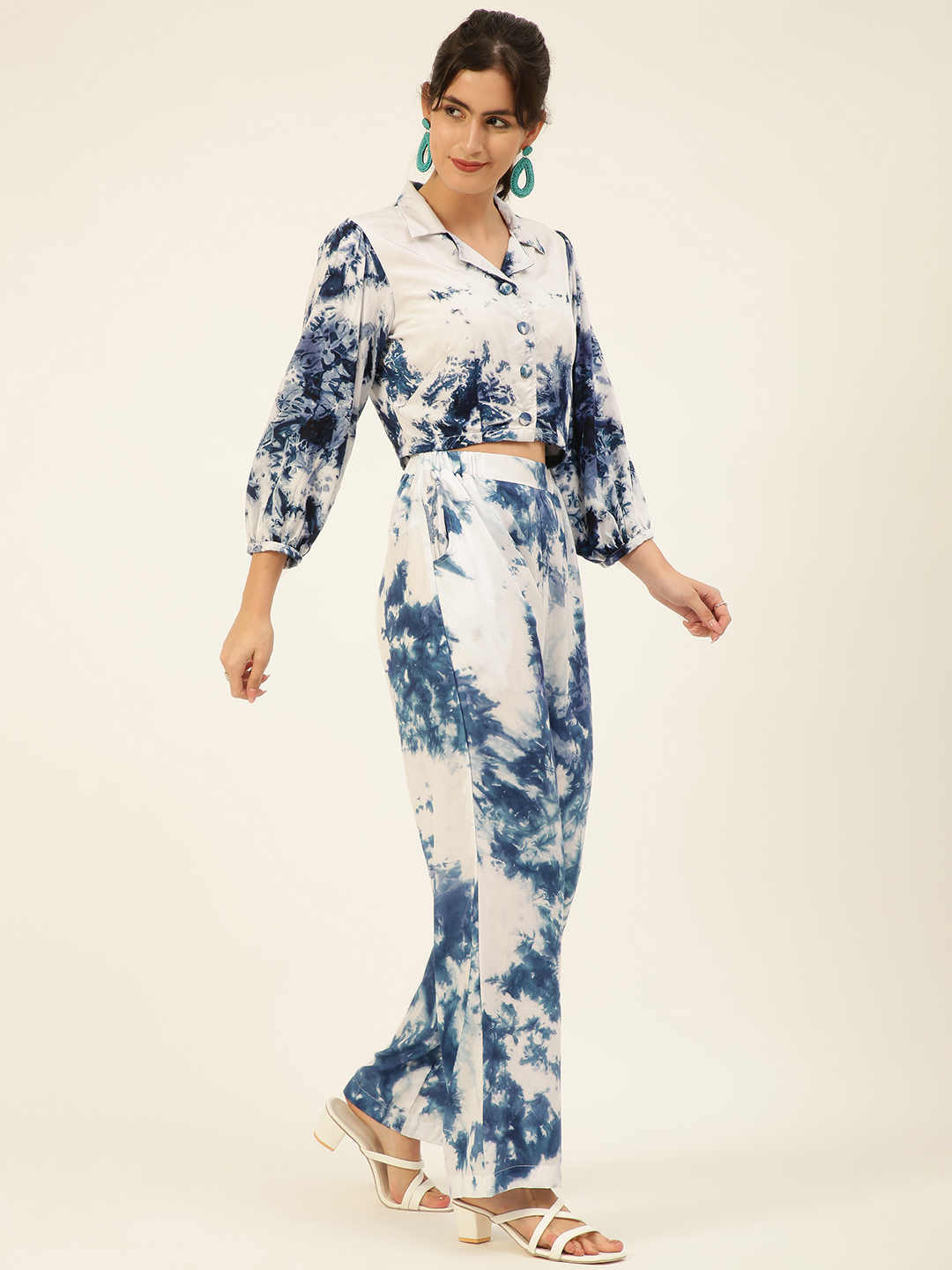 Sustainable Crop Top & Trouser Pashmina Rayon Designer Tie Dye Co-ord Set