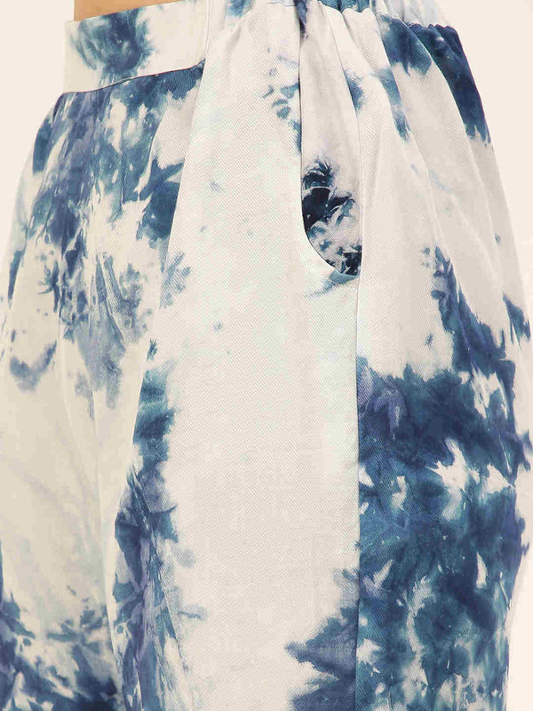 Sustainable Crop Top & Trouser Pashmina Rayon Designer Tie Dye Co-ord Set