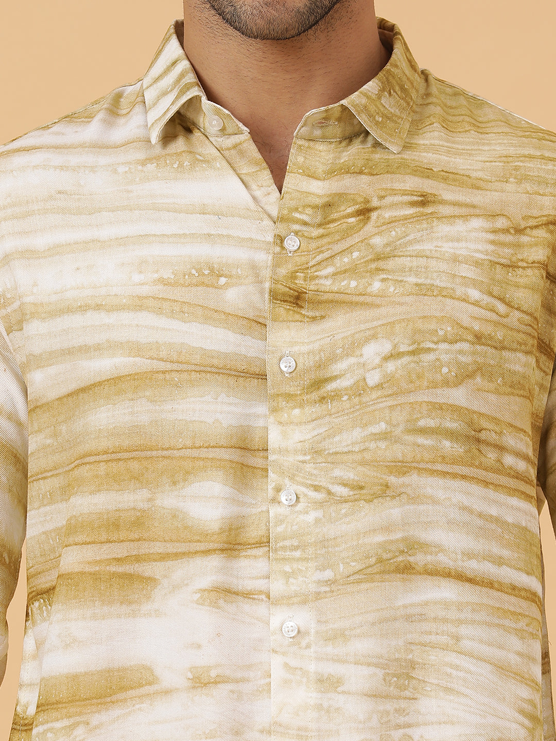 Horizontal Striped Tie Dye Slim Fit Unisex Rayon Shirt