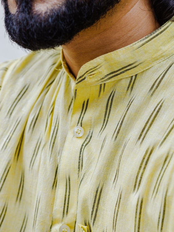 Yellow Stripes Handwoven Ikat Shirt