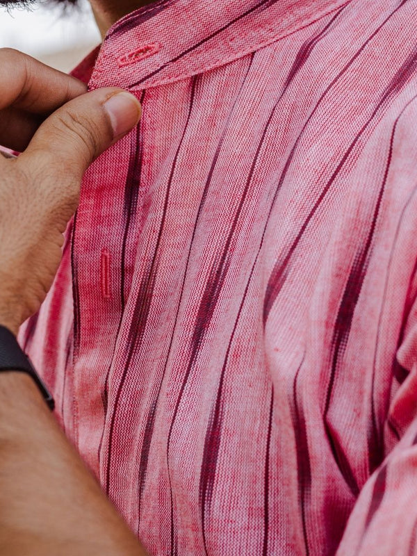 Pink Stripes Handwoven Ikat Shirt