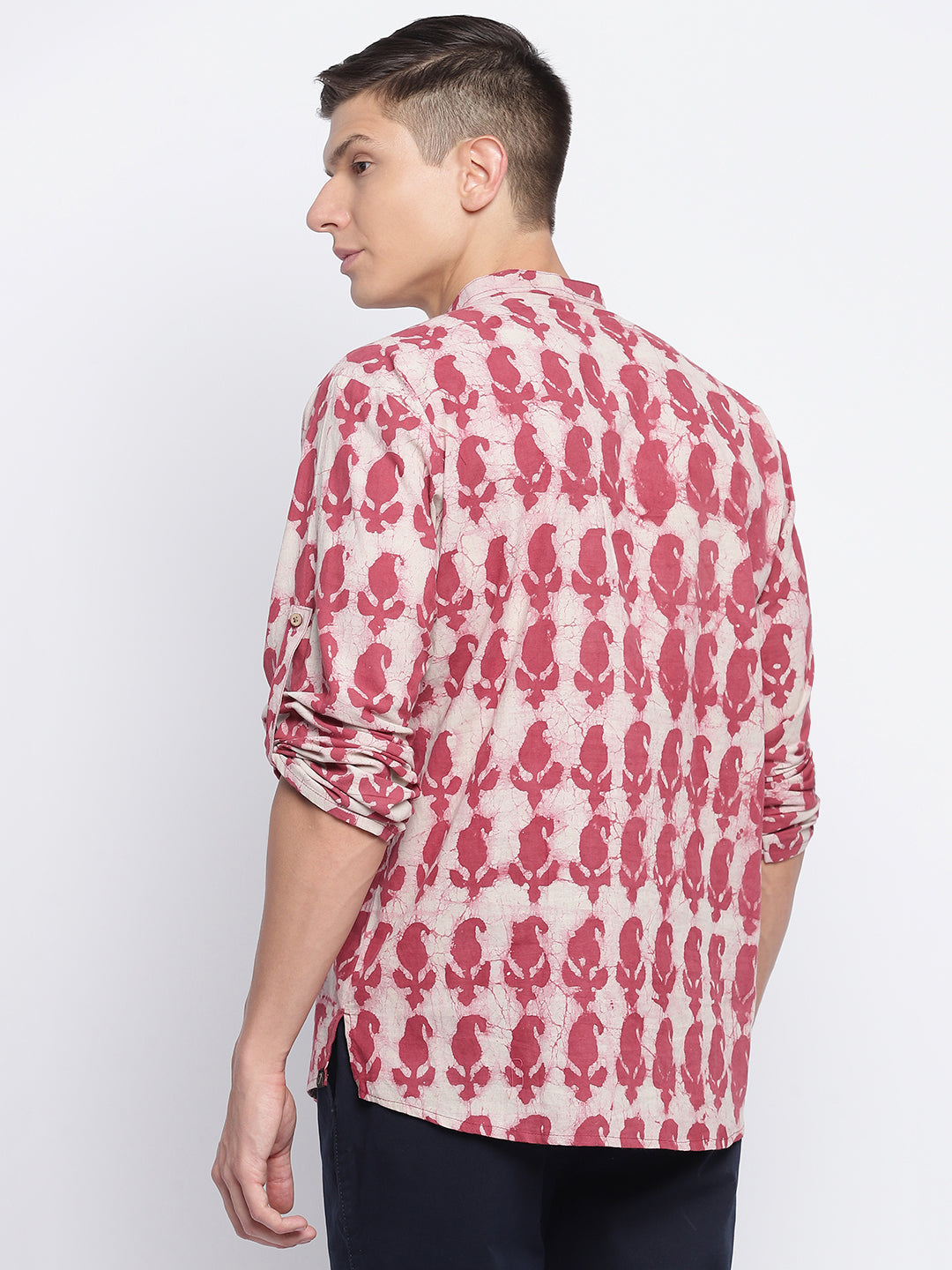 Pink Rose Petals Handblock Printed Short Kurta
