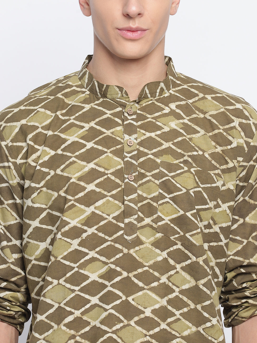 Brown Handblock Printed Short Kurta