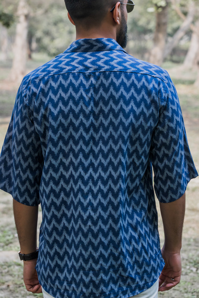 Blue Ikat Print Premium Oversized Unisex Shirt