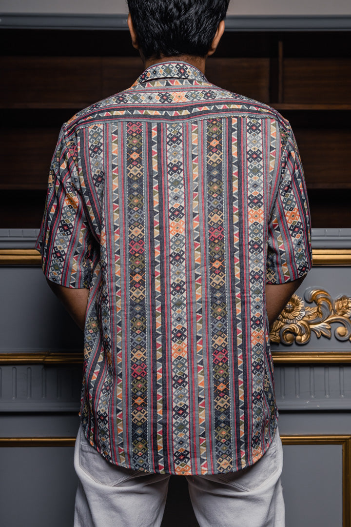 Grey Tribal Print Premium Oversized Unisex Rayon Shirt