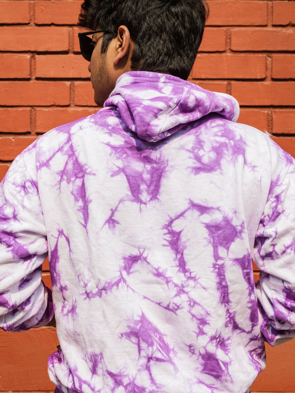 Lavender Tie Dye Pure Cotton Warm Unisex Hoodie & Jogger Co-ord Set
