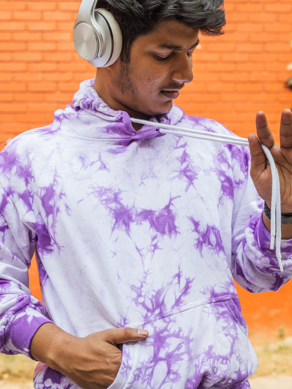 Lavender Tie Dye Pure Cotton Warm Unisex Hoodie & Jogger Co-ord Set