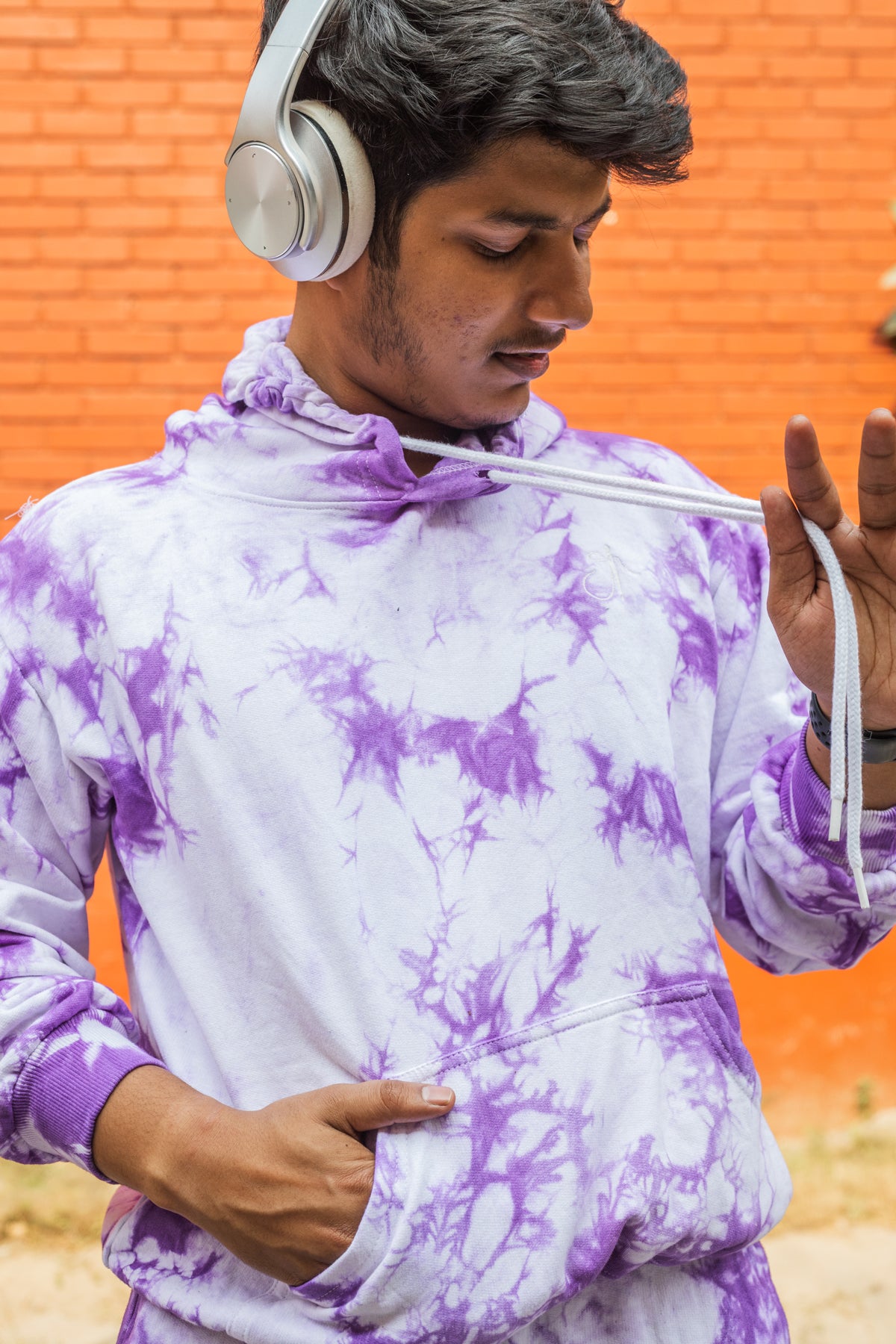 Lavender Tie Dye Pure Cotton Warm Unisex Hoodie & Jogger Co-ord Set