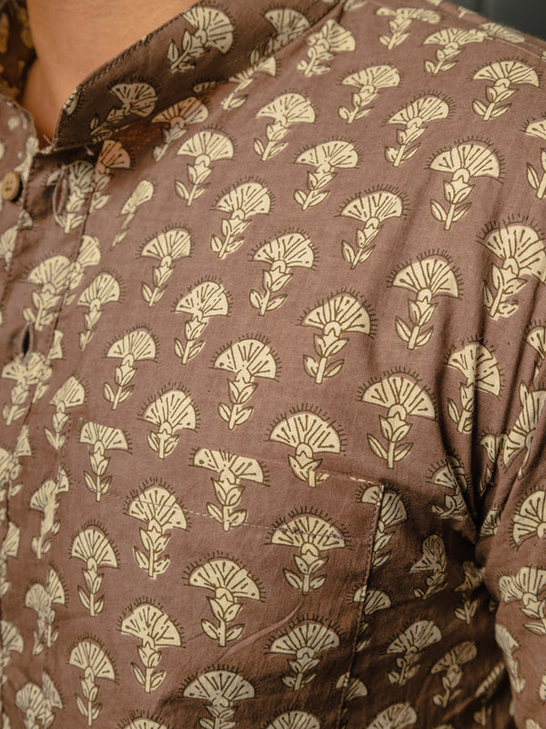 Brown Ethinc Motifs Handblock Printed Short Kurta