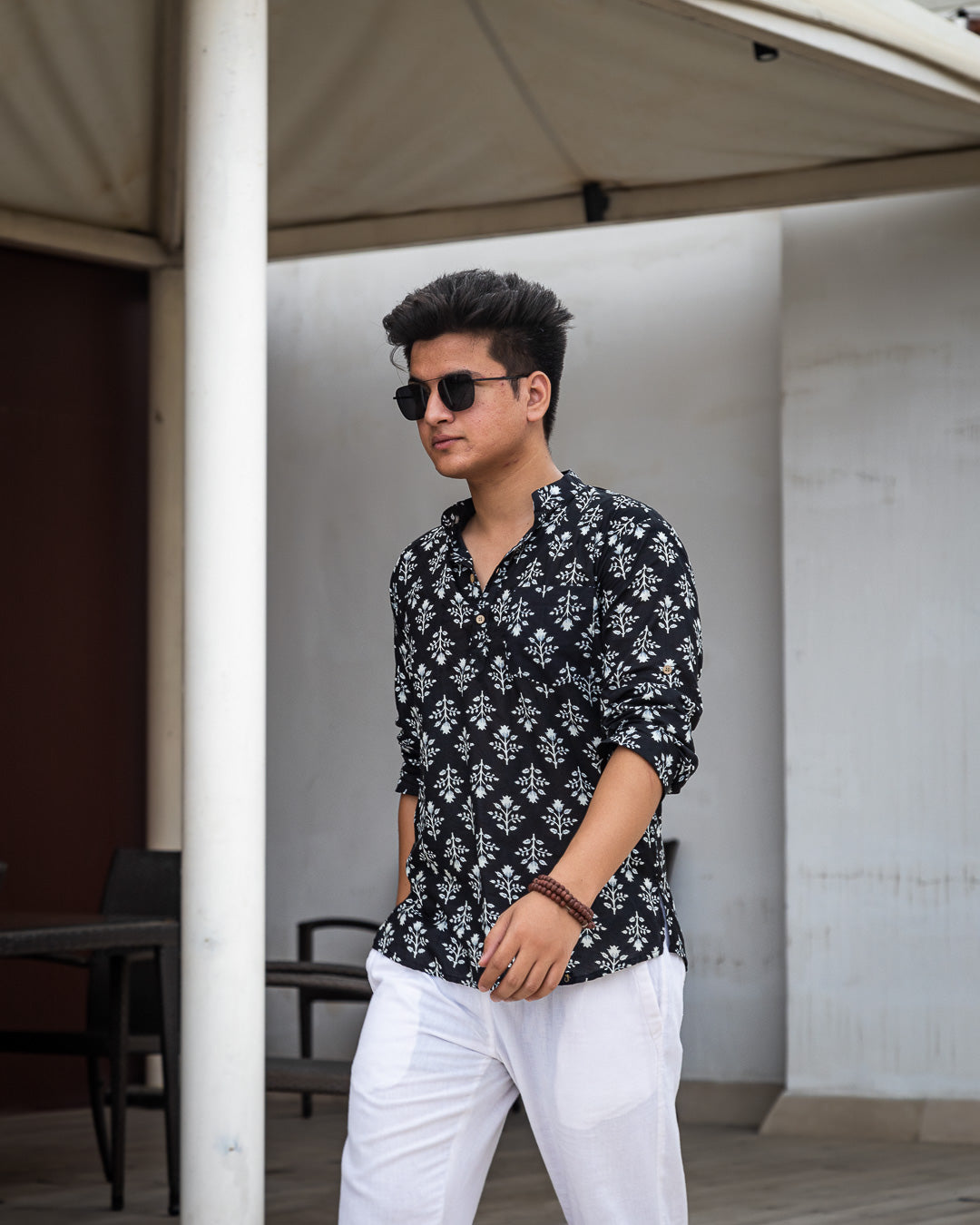 Black Ethinc Motifs Handblock Printed Short Kurta
