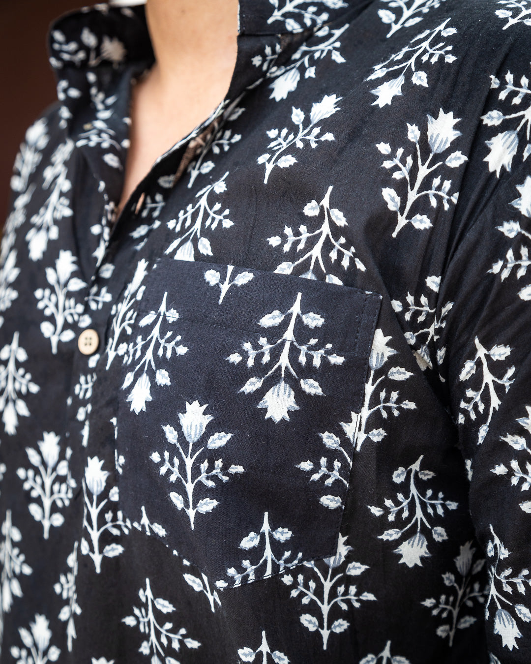 Black Ethinc Motifs Handblock Printed Short Kurta
