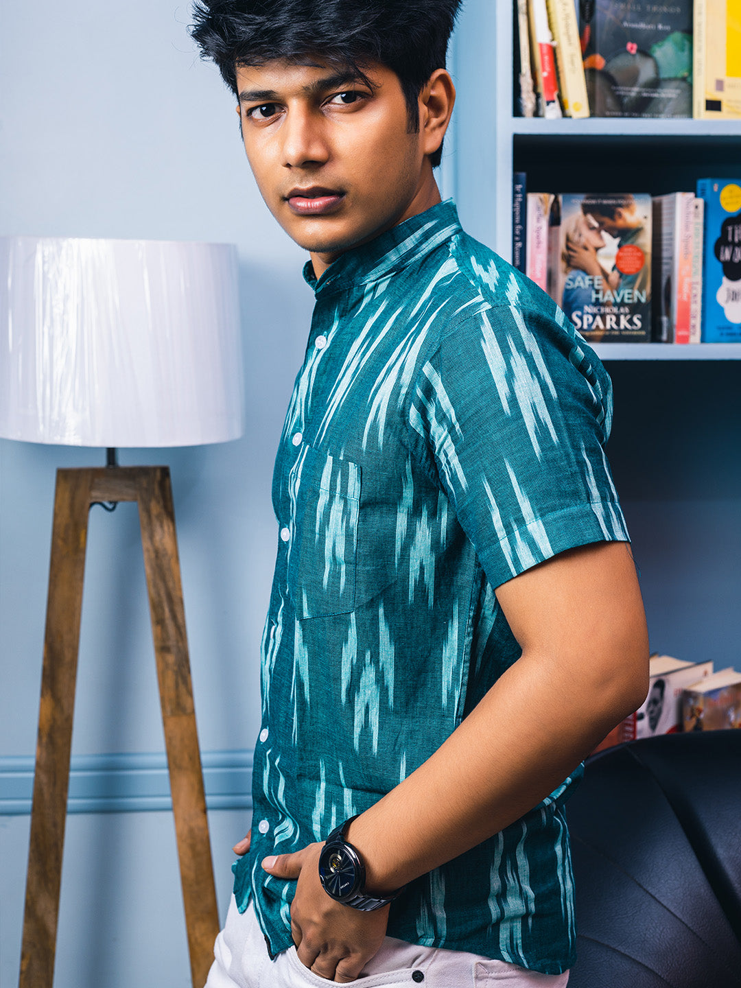 Dark Green Handwoven Ikat Shirt