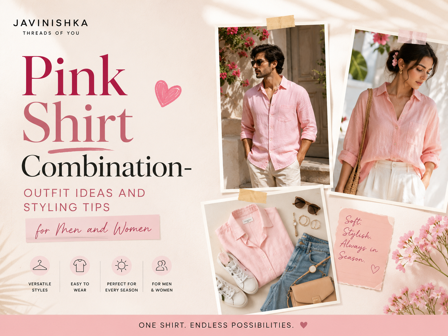 Pink Shirt Combination-Outfit Ideas And Styling Tips for Men and Women