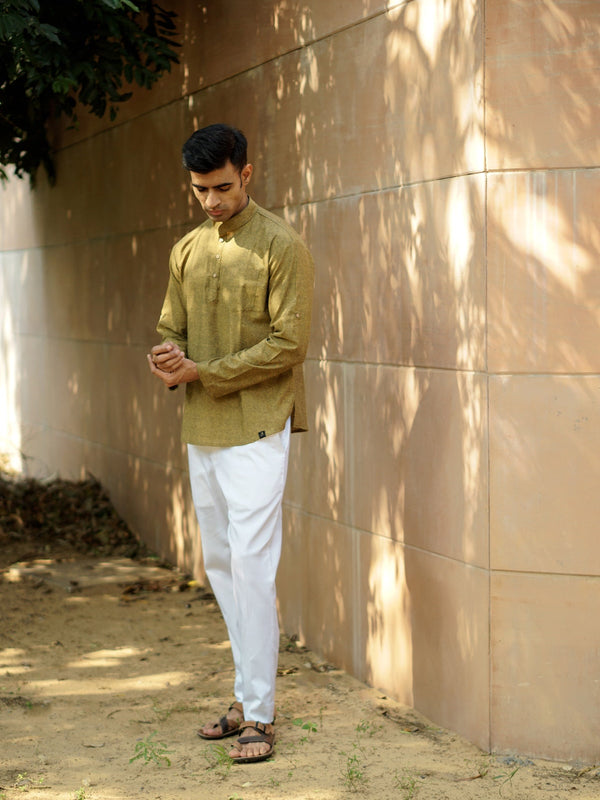 Cotton Linen Textured Short Kurta