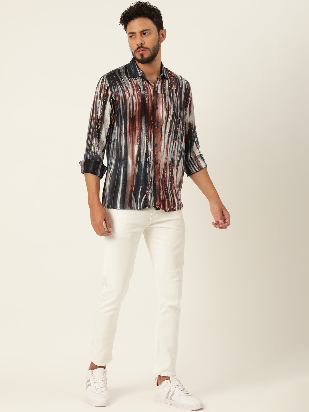 Brown and Grey Slim Fit Sustainable Tie Dye Shirt
