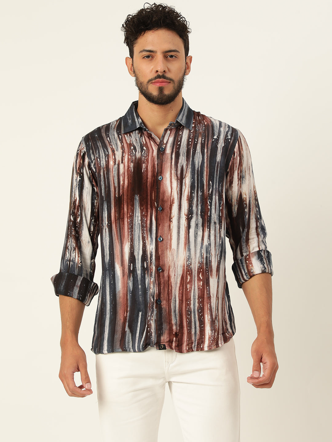 Brown and Grey Slim Fit Premium Tie Dye Unisex Shirt