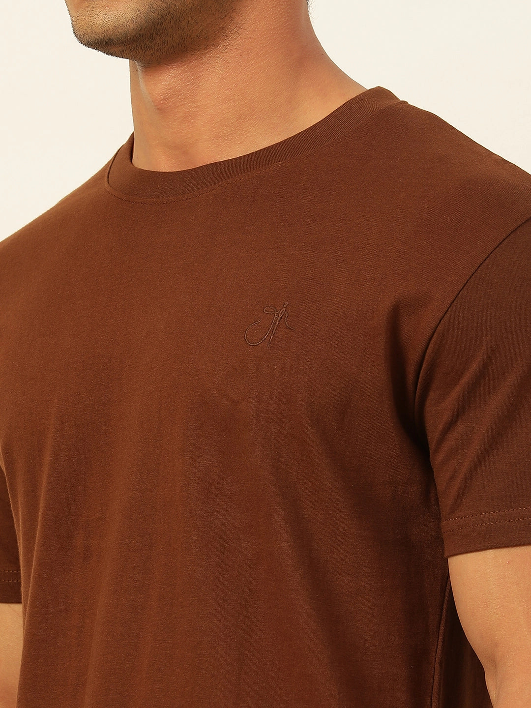 Premium Coffee Brown Solid Round Neck Unisex Comfort Fit T-Shirt