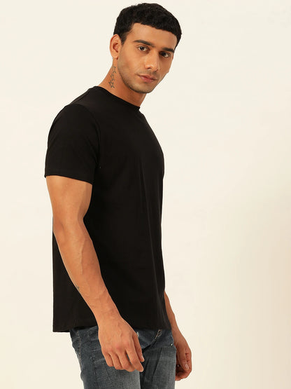 Premium Black Solid Round Neck Unisex Comfort Fit T-Shirt