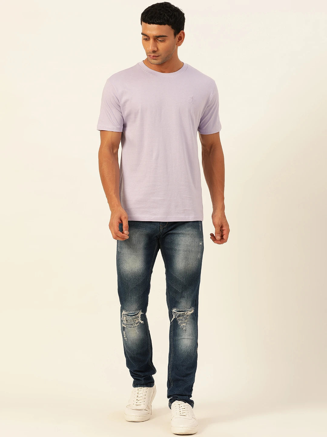 Premium Lavender Solid Round Neck Unisex Comfort Fit T-Shirt