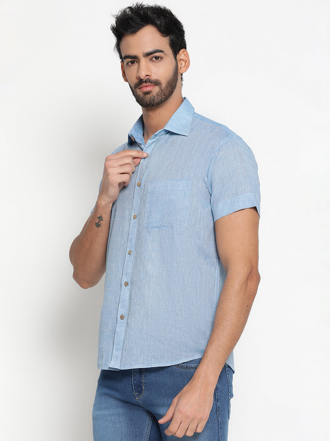 Pure Charkha Fabric Spun Men Regular Fit Shirt